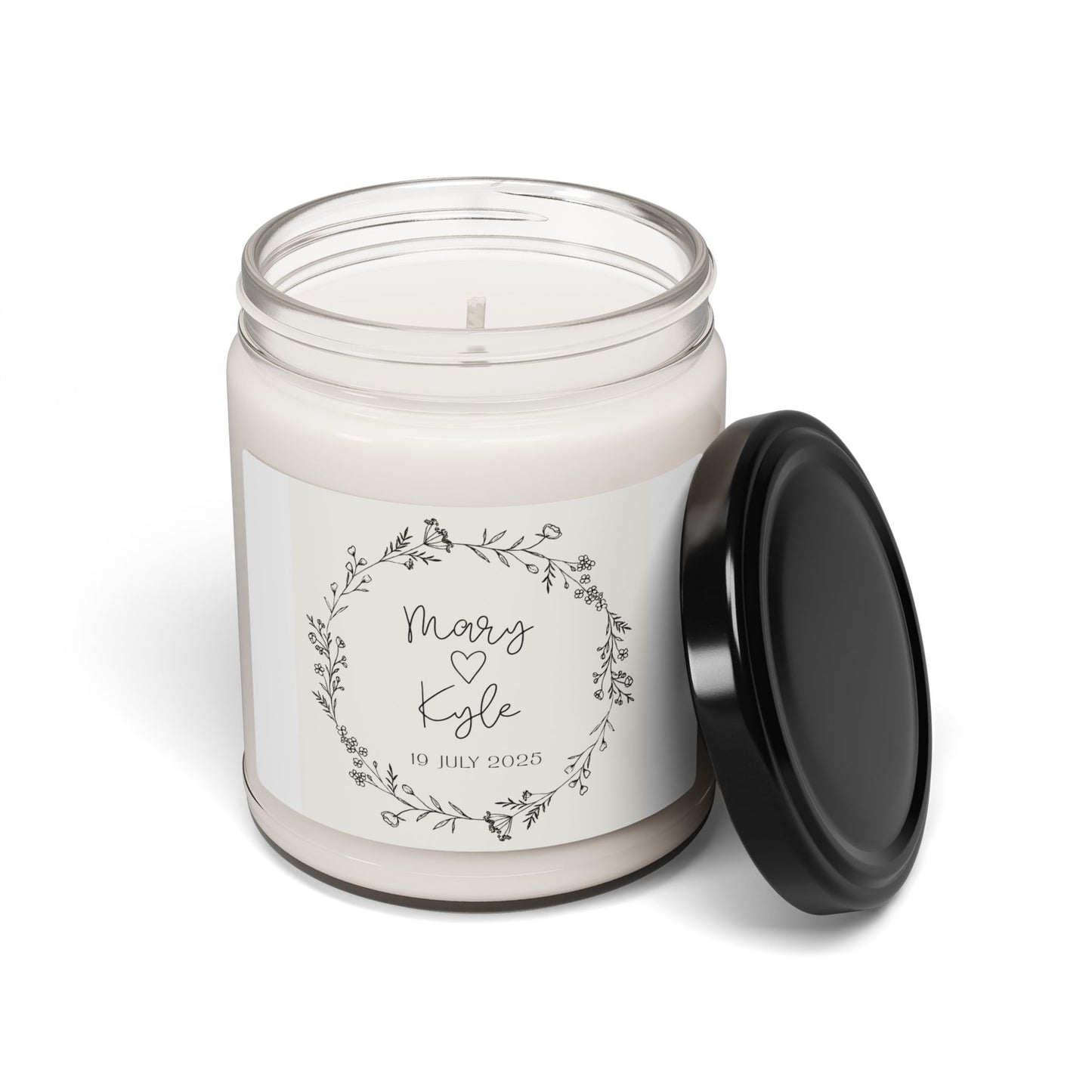 Personalized Scented Soy Candle - Wedding Keepsake with Custom Names & Date