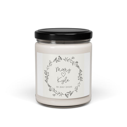 Personalized Scented Soy Candle - Wedding Keepsake with Custom Names & Date