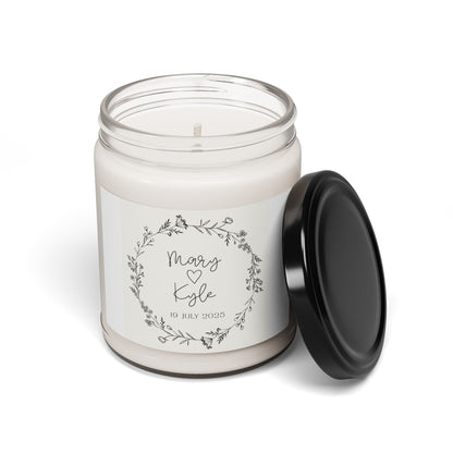 Personalized Scented Soy Candle - Wedding Keepsake with Custom Names & Date